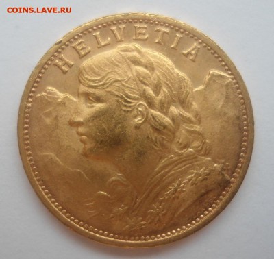 С 200 рублей. Золото. Швейцария. 20 франков 1927 года - image