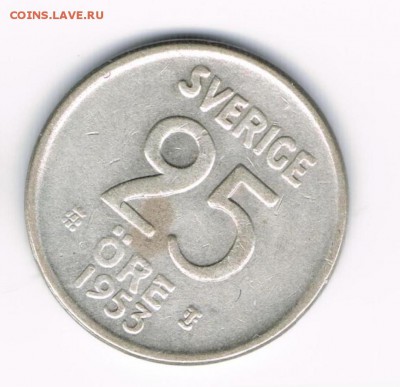 25 эре Швеция 1953,54,55,56,57,58 до 12.02 - 25-1953а