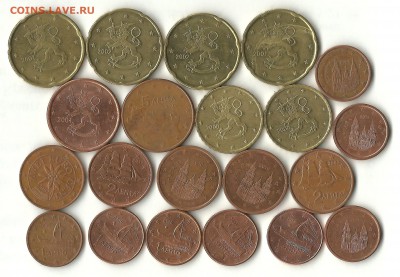 Евро 13 монет и 58 монет евроцентов до 10.02.2016 - Центы