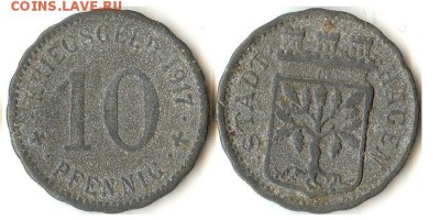 10 пфеннигов 1917г. Хаген до 13.02.16 - 10пф1917Менден