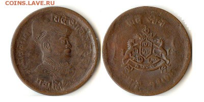 4 анны 1917г. кн-во Гвалиор, Брит. Индия до 13.02.16 - четверть анны 1917