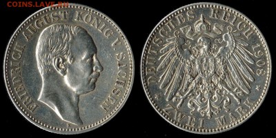 2 марки 1908 Саксония до 14.02.16г  22.00 МСК - 1908