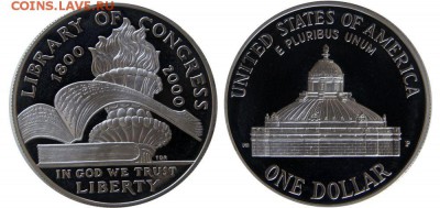1 $ USA 2000г. (БИБЛИОТЕКА КОНГРЕССА), ДО 12.02.16г., 22.00 - 1 доллар 2000 год