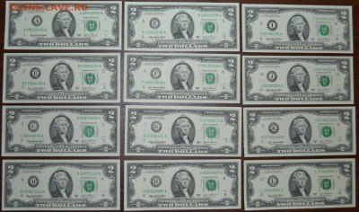 2$ США 2003г. Все 12 банков!UNC БЛИЦ до22-00 мск 14.02.16 г. - К-т 2 долл США 12 шт. 2003 А