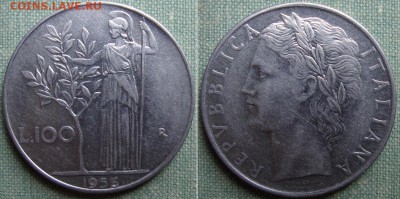 3 шт.100 лир, 1956г. Италия до 17.02.16 в 22.00 мск - 3