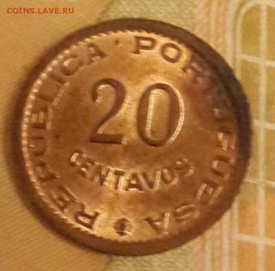 Португальское Мозамбик. 20 сентаво 1974. Штемпельный блеск. - 20160211_190439-1