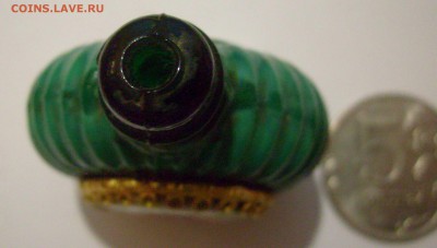 Флакончик духов, зеленое стекло, розовый цветок. - Флакон-5.JPG