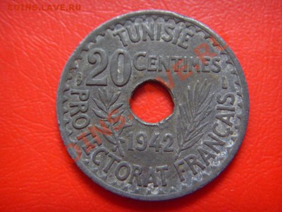 Тунис Франц. 20 сантимов 1942 !  цинк !  до 14.10 в 21.00 М - LPIC9057.JPG
