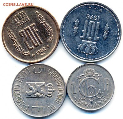 Люксембург_4 монеты 1952-1962-1976-1982; до 14.02_22.20мск - 10426