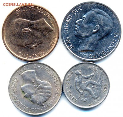 Люксембург_4 монеты 1952-1962-1976-1982; до 14.02_22.20мск - 10427