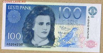 Эстония 100 крон 1991г ПРЕСС - эстония 100 крон 1991г - 1