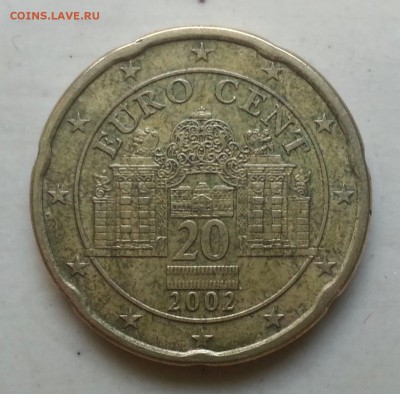 20 евроцентов. Австрия (2002, ворота Бельведера) - 20160216_165154_Fotor