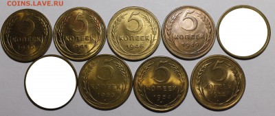 3 копейки 1943 UNC, 5 копеек 1949 aU-UNC - _MG_2020.JPG