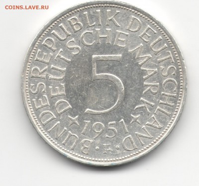 5 марок 1951 F до 22.02.16 22:00 - 11