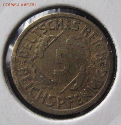 5 пфеннигов 1924 F, Веймарская республика, до 22.00 23.02. - IMG_7387.JPG