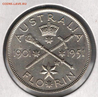 Ag АВСТРАЛИЯ ФЛОРИН 1951 ЗОЛОТОЙ ЮБИЛЕЙ 25.02 В 22.00 (Б490) - 5а