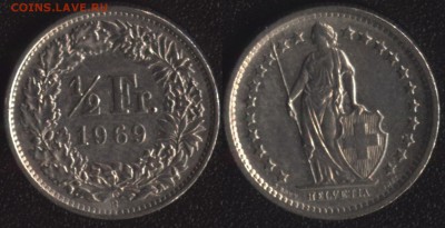 2 франка 1969 до 22:00мск 26.02.16 - Швейцария 0,5 франка 1969