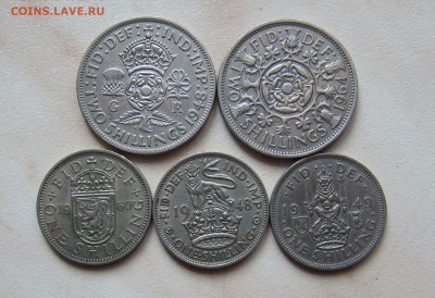 БРИТАНИЯ 7. 1 и 2 ШИЛЛИНГА 1948-64гг.(5 шт.) 25.02. 22-00мск - ш_2