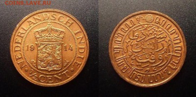 2 цента и Польша-1 грош) - Нидерландская Индия – 0,5 цента (1914) бронза (аUNC)
