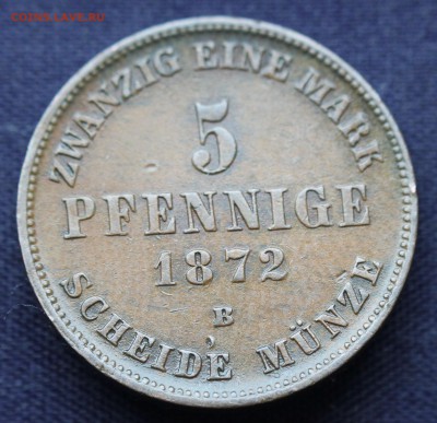С 1 руб. МЕКЛЕНБУРГ-ШВЕРИН 5 пфеннигов 1872г. UNC до 26.02 - IMG_0164.JPG