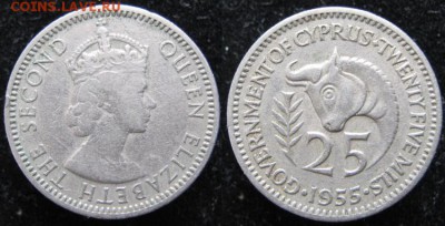 Разная инострань по фиксу - 6 4 Брит Кипр 25 милс 1955   н150