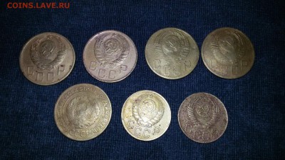 7 монет СССР 3-копейки 1940,1949 года; 5- копеек 1928-1954г. - 1456208328576_0