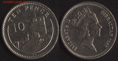 Гибралтар 10 пенсов 1989 до 22:00мск 29.02.16 - Гибралтар 10 пенсов 1989