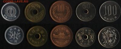 Япония набор 1986 года 1-100 йен АНЦ до 22:00мск 29.02.16 - япония 1