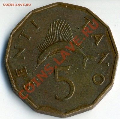 Животные на монетах - Tanzania 5 senti 1973