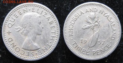 Разная инострань по фиксу - 6 12 Брит Родезия и Ньясаленд 3 пенса 1957   н152