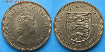 Разная инострань по фиксу - 6 15 Джерси 1-4 шиллинга 1957    0839-1