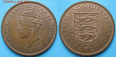 Разная инострань по фиксу - 6 16 Джерси 1-12 шиллинга 1945 Г6    368-1
