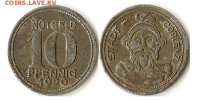 10 пфеннигов Кобленц 1920г до 02.03.2016 - 10пф1920Кобленц