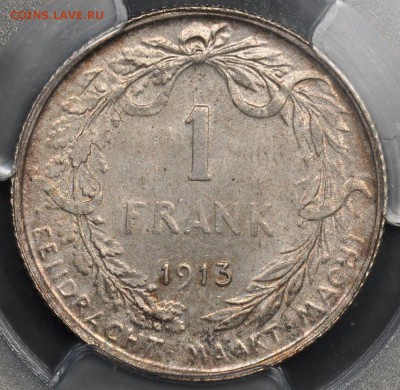 1 франк 1913, PCGS MS64 и 2 франка 1912, NGC MS63 - Бельгия - 3