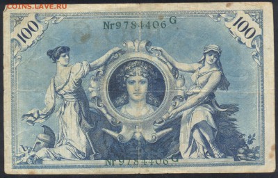 Германия 100 марок 1908 г.  28.02.16 г. 22 -00 МСК. - 100 м. 1908