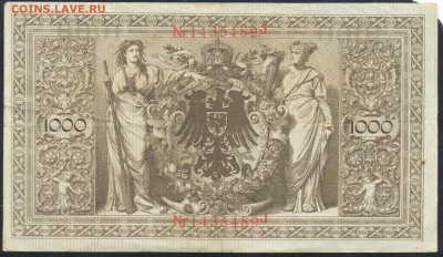 Германия 1000 марок 1910 г.  28.02.16 г. 22 -00 МСК. - 1000 м. 1910 1