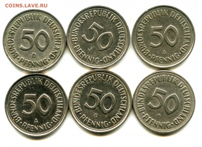 Германия 50 пфеннигов. Лот из 6 монет - img236