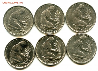 Германия 50 пфеннигов. Лот из 6 монет - img237