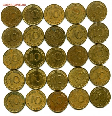 Германия 10 пфеннигов. Лот 25 шт - img239