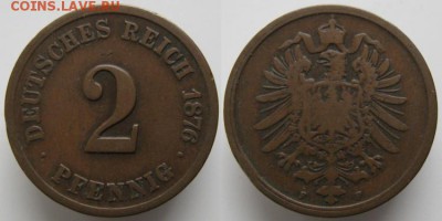 Германия 2 пфеннига 1876 F: до 04.03.16 в 22.00 - Германия 2 пф 1876 F   н271