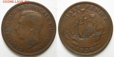 Разная инострань по фиксу - 6 37 Великобритания пол пенни 1938    1051