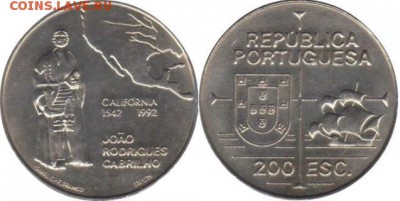 Португалия 200 эскудо 1992 Открытие Калифорнии - 6-kalifornia-1