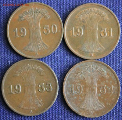 С 1 руб. ГЕРМАНИЯ 1 пфенниг 1930-1934г. 4 шт.  до 7.03 в 22 - IMG_9806.JPG