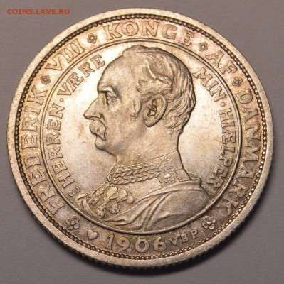 Датские памятные 2-кроновики 1888, 1892, 1906 и 1912 - 1906-1