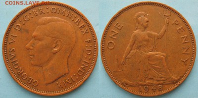 7.Разная инострань по фиксу - 7 3 Великобритания 1 пенни 1948    2661