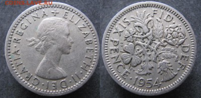 7.Разная инострань по фиксу - 7 8 Великобритания 6 пенсов 1954    042
