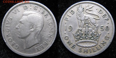 7.Разная инострань по фиксу - 7 12 Великобритания шиллинг 1950    162-ас1-1478