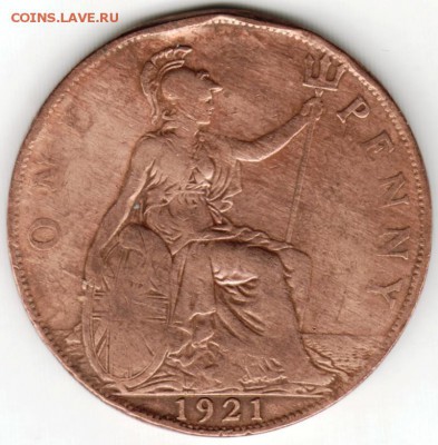 Великобритания. 1 пенни 1921 г. до 24.00 10.03.16 г. - Scan-160304-0026