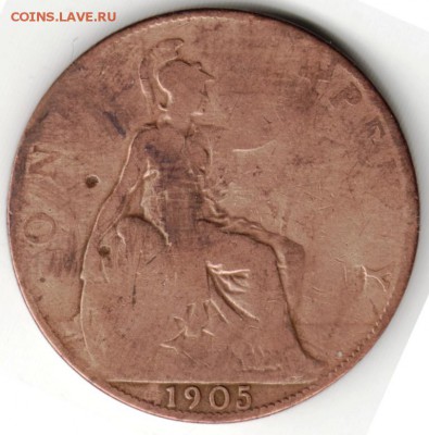 Великобритания. 1 пенни 1905 г. до 24.00 10.03.16 г. - Scan-160304-0028