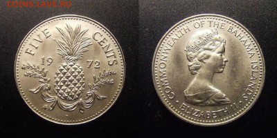 2 - Багамы (Багамские острова) – 5 центов (1972) «Ананас; Елизавета II (малый портрет)»